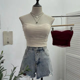 Babes Light Yarn Splicing Braless Sleeveless Top With Short Corset Corset Umbilized Bra Vest