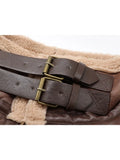 Women's Fur Jacket Belt Zippers Loose Warm Lamb Wool Winter Vintage Thickened Locomotive Lapel Female Chic PU Motorcycle