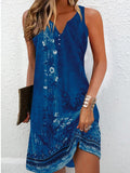 Summer Wish Casual Wind A-Shaped Dress Sleeveless Vest V-Neck Dress