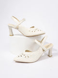 High-Heeled Sandals New Fashion Pointed Sandals Behind The Air Soft Leather Hollow Hollow High Heels