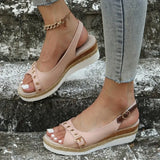 Summer New Sandals Large-Size Hemp Rope Bow And Casual Sandals Women's
