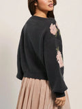 New Casual Long-Sleeved Sweater Flower Threaded Women's Knitting