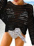 Hollow Bikini Burqa New Hot White Knitted Loose Beach Blouse