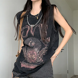 Grunge Foral Logo Oversized Ripped Tank TopOutfit