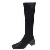 Girl But The Knee 2025 Spring And Autumn Small Tall Cylinder Plus Velvet Thin Boots Thick High And Square Knight Long