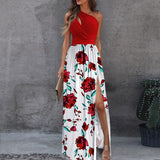 New Slanted Shoulder Dress Temperament Sleeveless Sexy High-Waist Open Skirt Women's