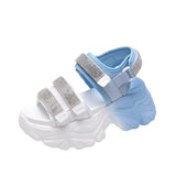 Bottom Old Dad Sandals Female Summer 2025 New Fairy Feng Shui Drill High Heel Casual Sports Roman Shoes Ins