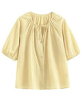 Bubble Sleeve Cotton Short Sleeve Shirt Women's Summer Thin Chic Beautiful Design Shirt Doll Shirt