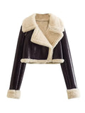 2025 Winter Season New Women's Lapel Fur Integrated Grab Velvet Double-Sided Short Jacket