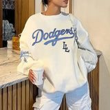 Letter Print Pullover Oversized Sweatshirt-Outfit