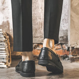Zingj Dou Dou Shoes Men's Leather Shoes Business Casual Leather Shoes Male Korean Version Personality Punk Wind Lazy Man Shoes