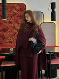 And Winter Pure Color Round Collar Jersey Sweater Set Of Women's Loose Knitted Sweater Broad Leg Trousers Scarf Three