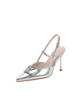 Tip Thin Heel 2025 Summer New Sexy Silver Temperament Women Singles High Heel Back Empty Head Sandals