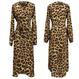 Women's 2025 Summer New Dress Leopard Print V-Neck Long-Sleeved