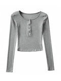 Button Up Long Sleeve Crop Top- Outfit