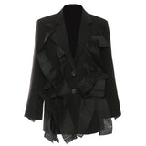 Spring New Superweight Workers Splicing Pressure Folded Fairy Suit Coat Top Female