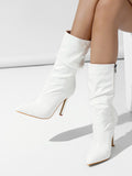 Fine And Short Boots Woman Walking Show High Heel Side Zipper Character Feet