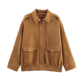 Explosion Women's Retro Makes Old Fashion Pilot Jacket Curry