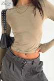 Women Casual Long Sleeve T-Shirts Spring Autumn Solid Slim Fit Pullovers Tees Shirts Female Streetwear Base Tees