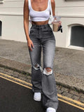 Distressed High Waist Ripped Jeans-Outfit