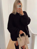 Women's Clothing 2025 Spring And Autumn New Temperament Round Neck Simple Thin Knitted Shirt