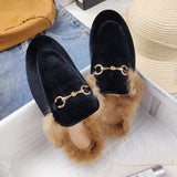 Rabbit Plus Plus Plush Bag Head Half Slippers Female Flat Base Lazy Outside Wearing Muller Shoes Size