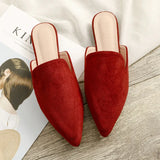 Bag Head Flat Tip Tip Half Slippers Women's Velvet Black Muller Shoes Single Shoe Size