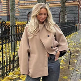 Women's Explosive Single-Dbutton Clasp-Butled Loose Wool Jacket