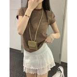 Zingj Short-Sleeved Striped T-Shirt Female 2024 Summer Hot Girl Slim Slim Bottom Shirt Versatile Student Short