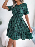 Wind Shooting New Leisure Wave Point In Spring And Summer To Close The Waist Lotus Leaf Side Of The Dress Women's