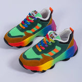 Casual Single Shoe Rainbow Sole Fashion Tie Flying Breathable Leisure Sports Single Shoes