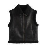 Women's Clothing 2025 Autumn And Winter New Fur One-Piece Velvet Splicing Vest