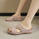 Asia Large-Size Hollow Flowers Thick Bottom Slippers Female Font And Beach Cool Slippers