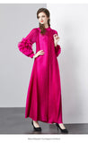 Folds Solid-Colored Dress Women's Niche Light-Cooked Three-Dimensional Flowers Loose Thin-Skinny Long