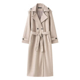 Autumn New Female Retro Leisure Double Buckle With Belt Long Hair