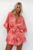 Zingj Summer 2024 Ladies With Waist Strap Geometric Print Sexy Jumpsuit