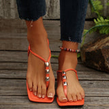 New Sandals Women Flat Head Beaded Women Sandals Fashion Style