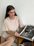 Spring And Summer New Solid Color Short-Sleeved Women Loose Large-Band Pure Cotton T-Shirt Simple
