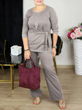 Women's Clothing Spring And Autumn Loose Large-Size Round-Neck Strapped Trousers Casual Fashion Two