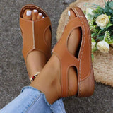 Female Summer Slope And Thick-Soled Sandals Large-Size Casual Fashion Simple Buckle