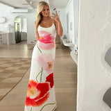 Zingj Women's Wear Spring Women's Fashion Print Halenders Show Back Sexy Dress Beach Dress Children Hot