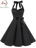 Dress Women Slim Halter Vintage Dress Print Floral Elegant Tunic Party Dresses Sundress Rockabilly