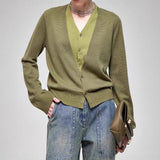 The Autumn Of 2025, The New Gentle And Comfortable Niche Fake Two Soft Cashmeal Wool Folded Knitted Cardigan