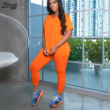 Two Piece Sets Women Summer Casual Loose Pullover Top And Pants Set Plus Clothing Matching Set