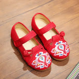 Zingj Shoe Box Girls Embroidered Cloth Shoes, Flat Single Shoes, Children's