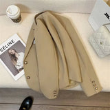 Zingj 2024 New Khaki Short Blazer Female Small Design Sense College Style Commuter