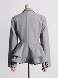 Zingj New High-End Sense Flounce Spell Receive Waist Suit Collar Women's Coat Spring Show Thin Short Small