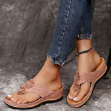 Code 2025 Summer Word Drag Flower Loose Bottom Slippers Large Size Casual Women Rubber Sandals Thick