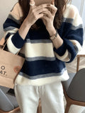 Color Block Striped Knit Sweater- Outfit