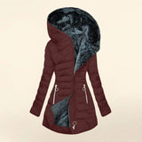 Wool Collar Zipper Long Sleeves To Keep Warm Hooded Coat Coat Cotton Women